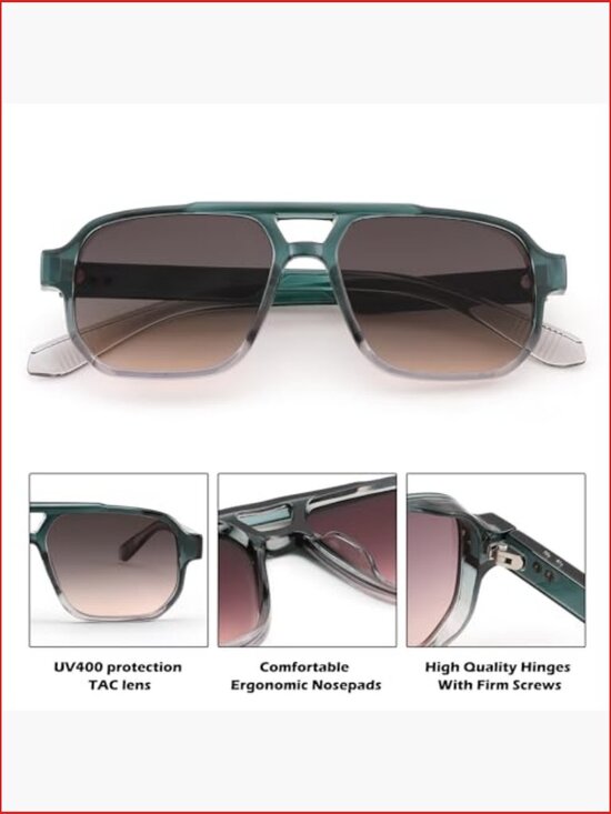 70s Retro Square Aviator Sunglasses UV400 Protection Small Rectangle Vintage main image 7